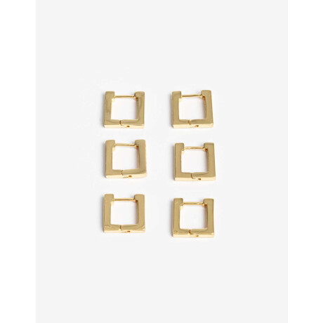 Set De Argollas Cuadradas Cubic Zirconia Dorado