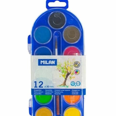 PINTURA ACUARELA MILAN X 12 MODELO 80011 Y PINCEL PINTURA ACUARELA MILAN X 12 MODELO 80011 Y PINCEL