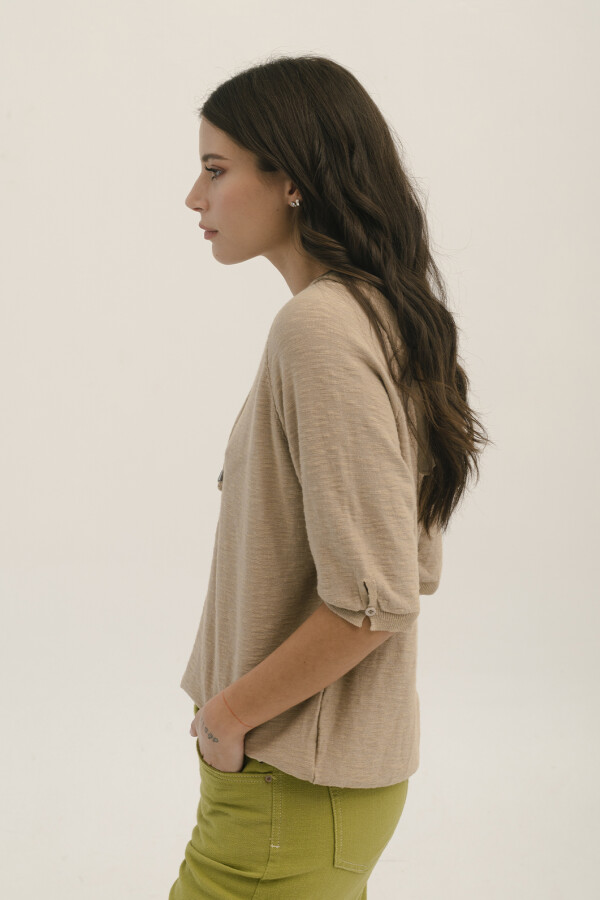 BUZO CAPUCHA TEJIDO BEIGE