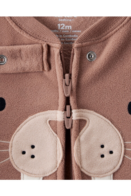 Pijama una pieza de micropolar, con pie, estampa morsa Sin color