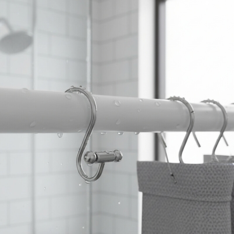 Set x12 ganchos para cortina barra PLATEADO