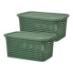 Set x2 Caja simil rattan 2,5 Lts (23x15,5x11cm) VERDE