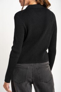 Cardigan Cuello Polo Negro