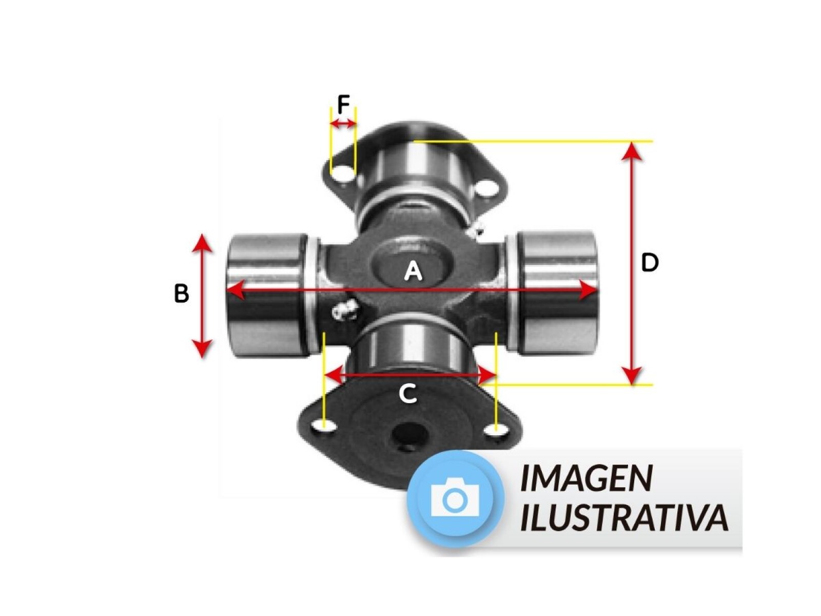 CRUCETA A:134.8 B:47.6mm C:59mm D:134.8mm F:5/16 