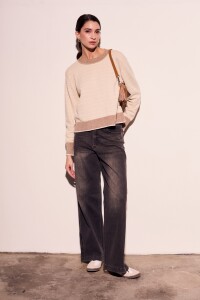 Sweater Rayado Lurex Nácar