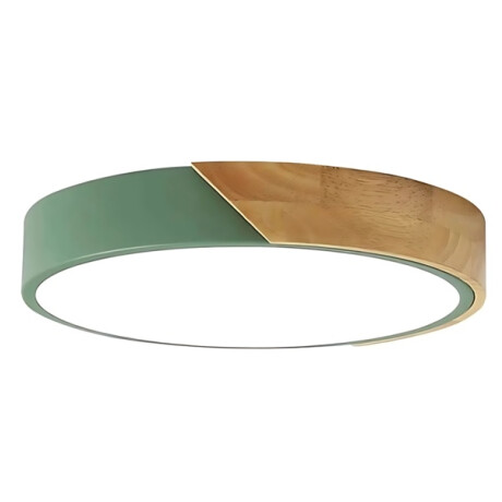 Luminaria Luz Fria Plafon Led Diám 30cm Metal Y Madera Verde