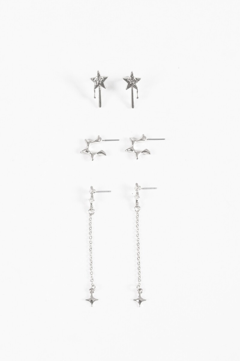 Set de caravanas estrella plateado