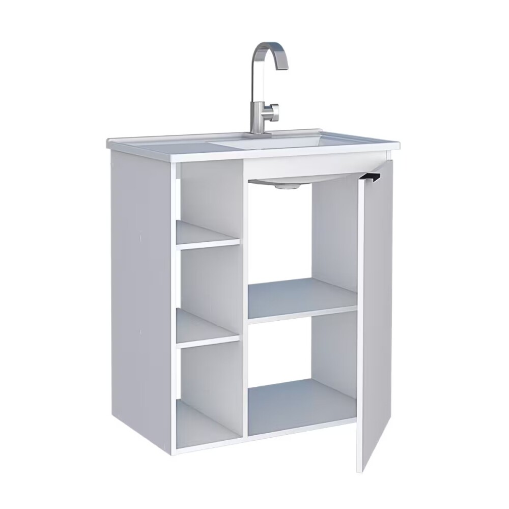 Mueble de baño suspendido Hortensia Blanco 62 cm con bacha de resina Mueble De Baño Suspendido Hortensia Blanco 62 Cm Con Bacha De Resina