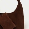 Cartera al hombro Juana en Cuero Gamuza Marron
