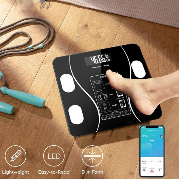 Balanza Baño Smart 180 Kg Bluetooth App Celular Mide Imc Variante Color Negro