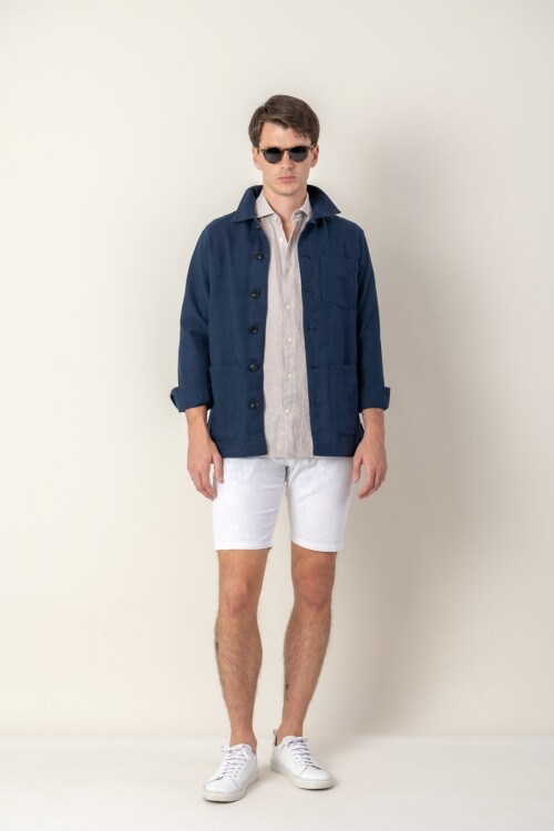 Sobre camisa Lino Azul