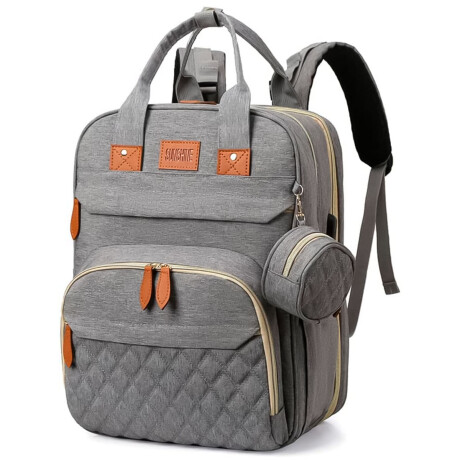Mochila Bolso Maternal Con Cuna Bebé Cambiador Gris