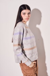 Sweater Intarsia Gris Melange