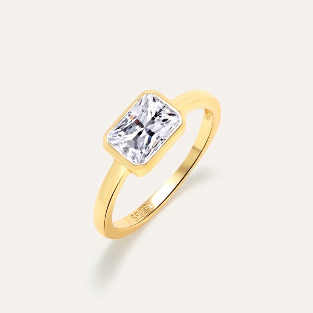Anillo Absolut White - Plata y Baño de Oro 