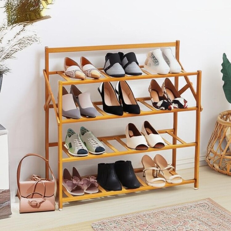 ZAPATERA ORGANIZADOR 4 ESTANTES DE BAMBU PLEGABLE 68X23X60CM ZAPATERA ORGANIZADOR 4 ESTANTES DE BAMBU PLEGABLE 68X23X60CM