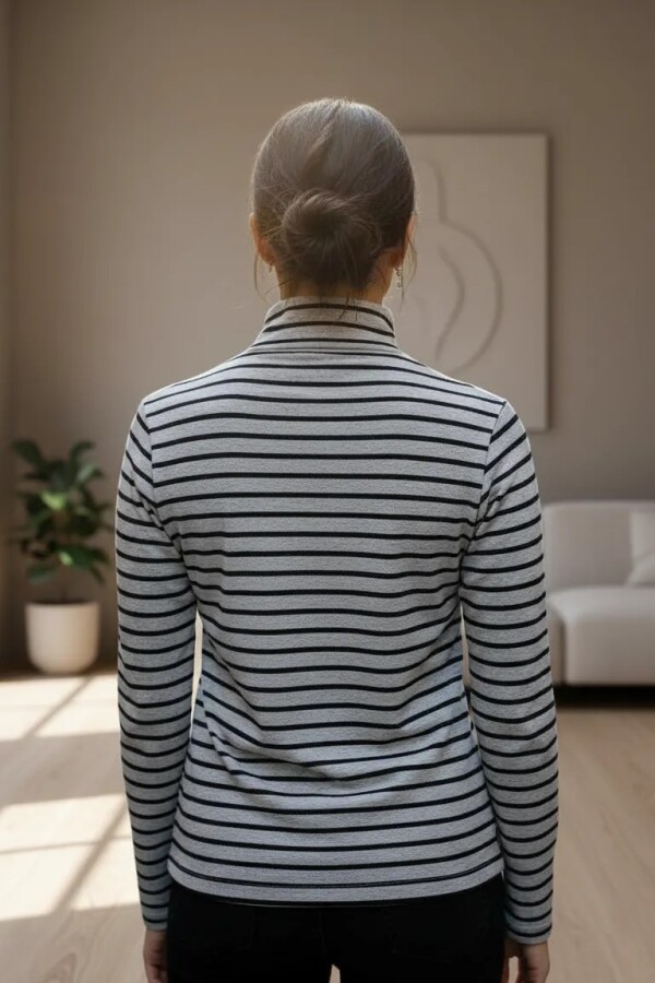 Polera Lanilla Gris rayas