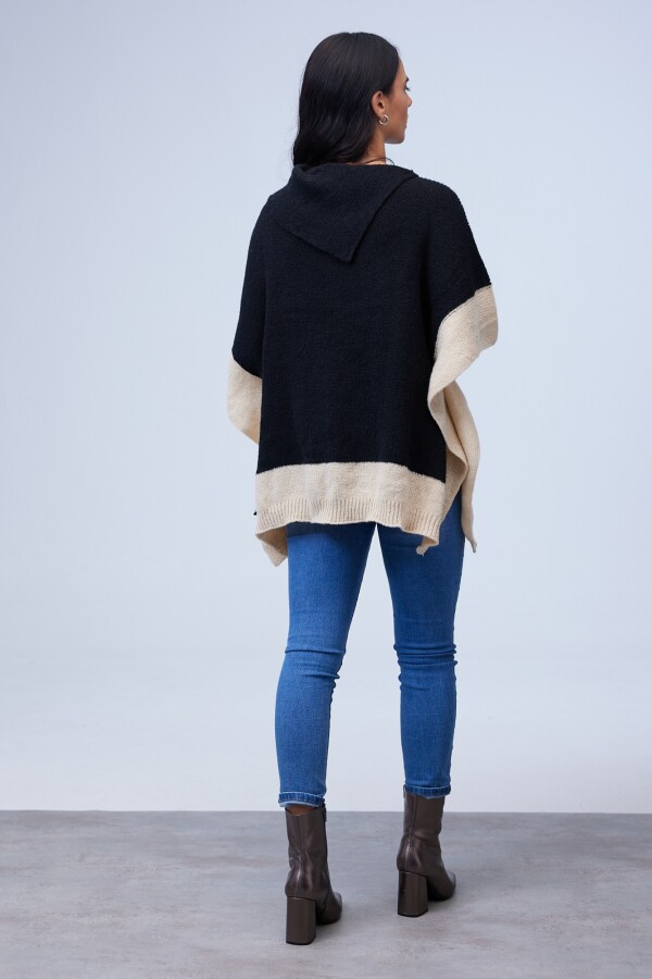 Poncho Colorblock NEGRO/BEIGE
