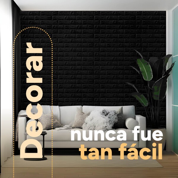 Revestimiento Pared Adhesivo 3d Piedra Ladrillo 20 Mts x 0,70 Mts Variante Color Negro