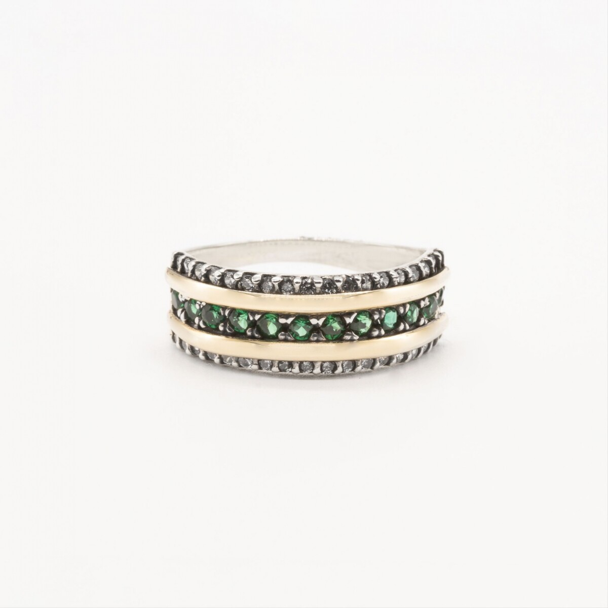Anillo York Green - Plata y Oro 