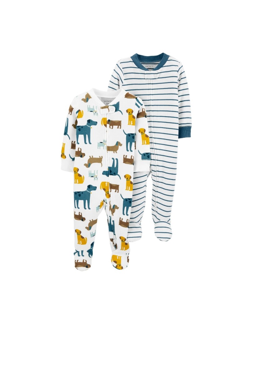 Enterito X2 algodón Carters con pie RN - yellow DOGS 