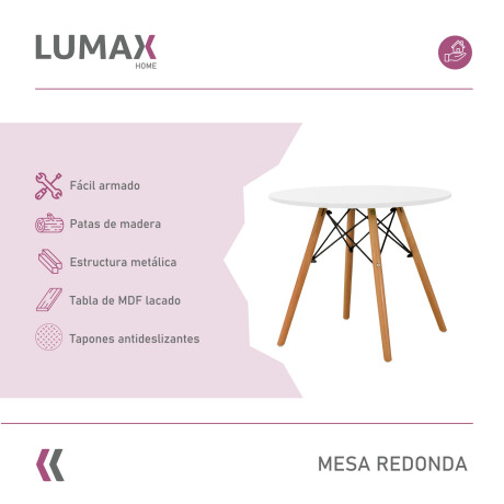 Juego de comedor Con Mesa Circular de 80cm + 4 Sillas Eames Naranja/Blanco