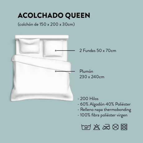 Acolchado Cannon Queen c/2 Fundas Polialgodón Guata Térmica Abbys