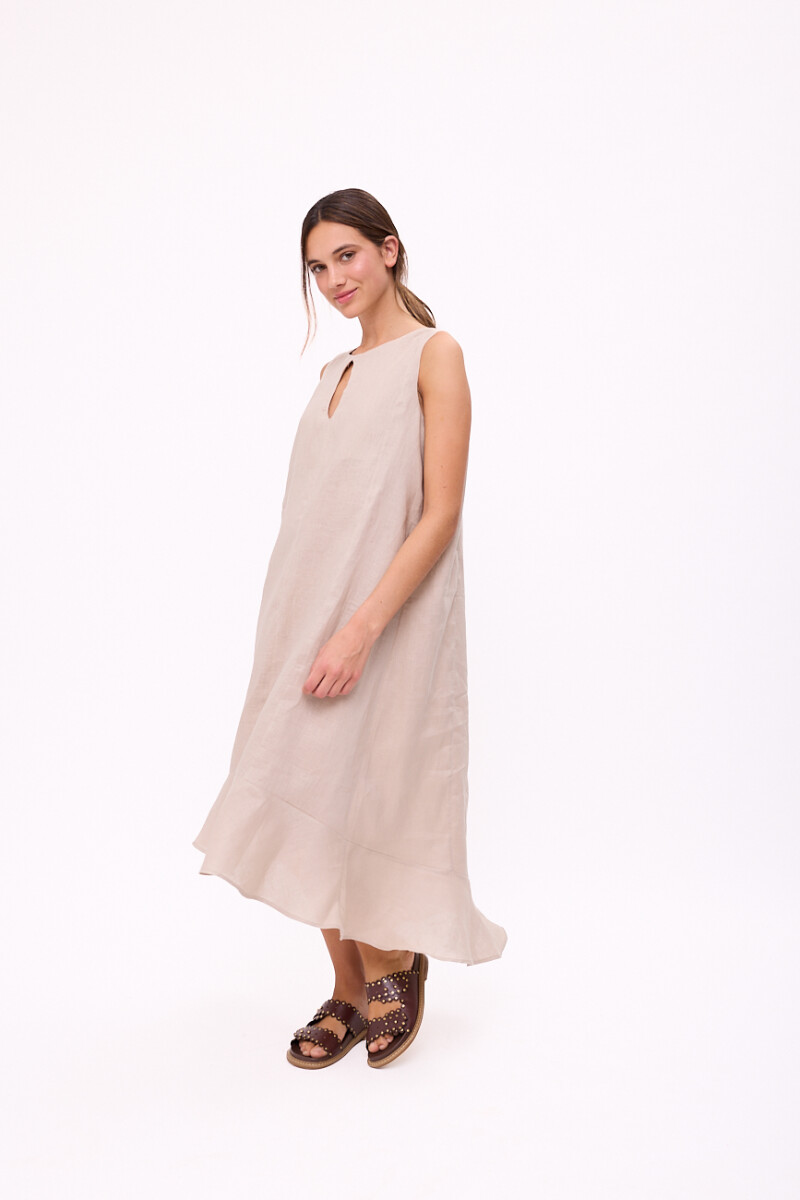 VESTIDO POLK LONG Beige