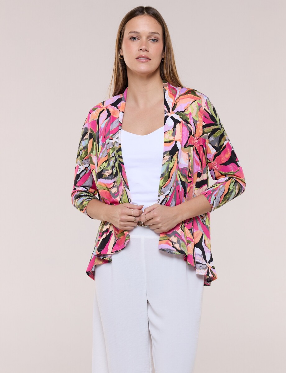 Cardigan Print - Multi/fucsia 