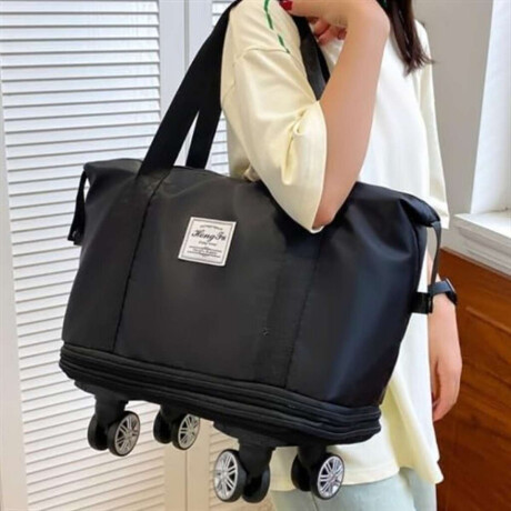 Bolsa plegable con rueditas para viaje Negro