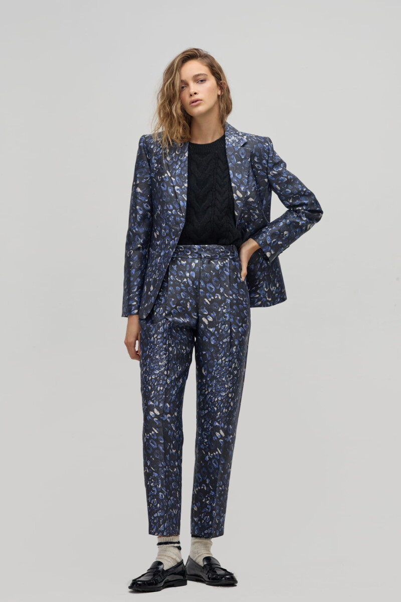 Blazer Oslo en Taffeta Midnight Leopard