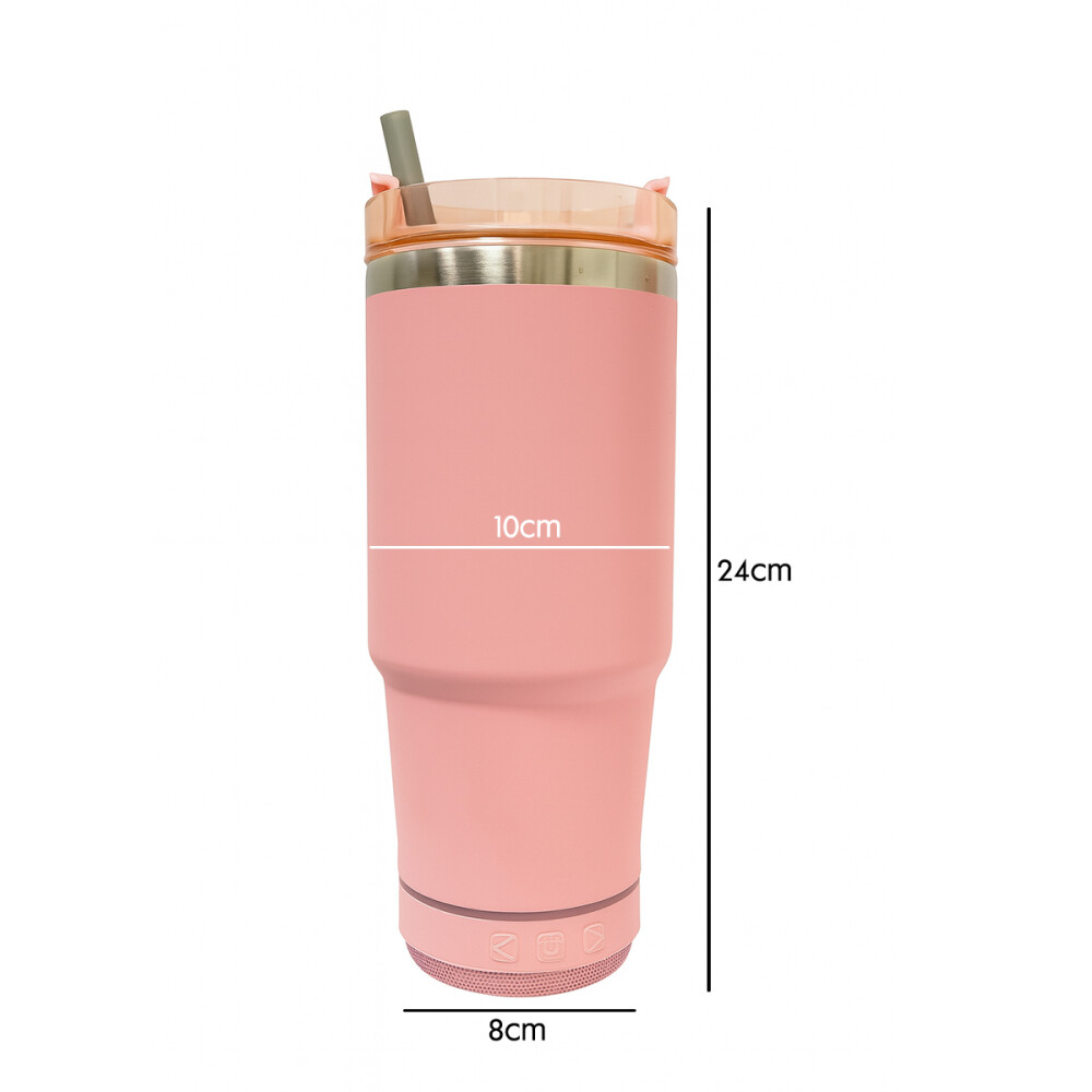 Vaso Termico de 600ml Con Parlante Rosa