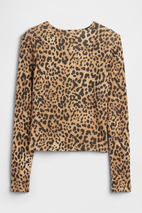 Remera Rib Niña Leopard
