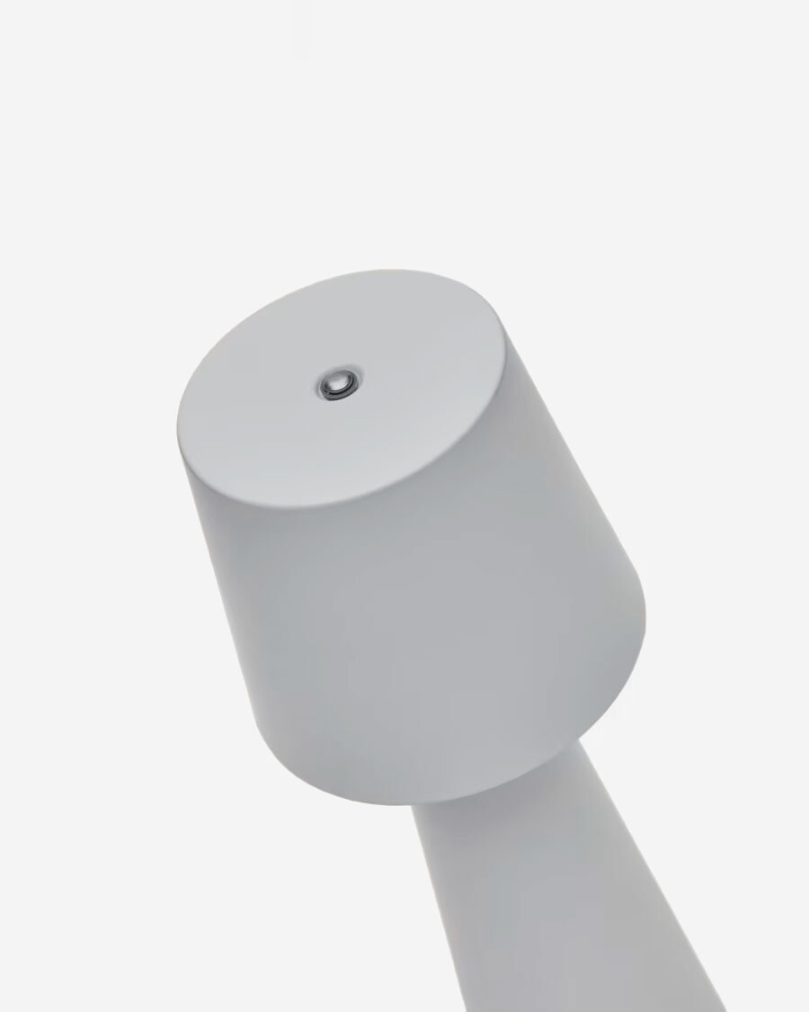 Lámpara de mesa pequeña de exterior Arenys de metal con acabado pintado gris Lámpara de mesa pequeña de exterior Arenys de metal con acabado pintado gris