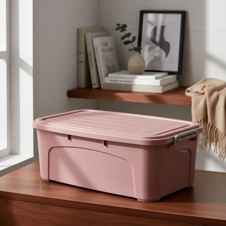 CAJA ORGANIZADORA APILABLE 30 LITROS ROSA CORAL