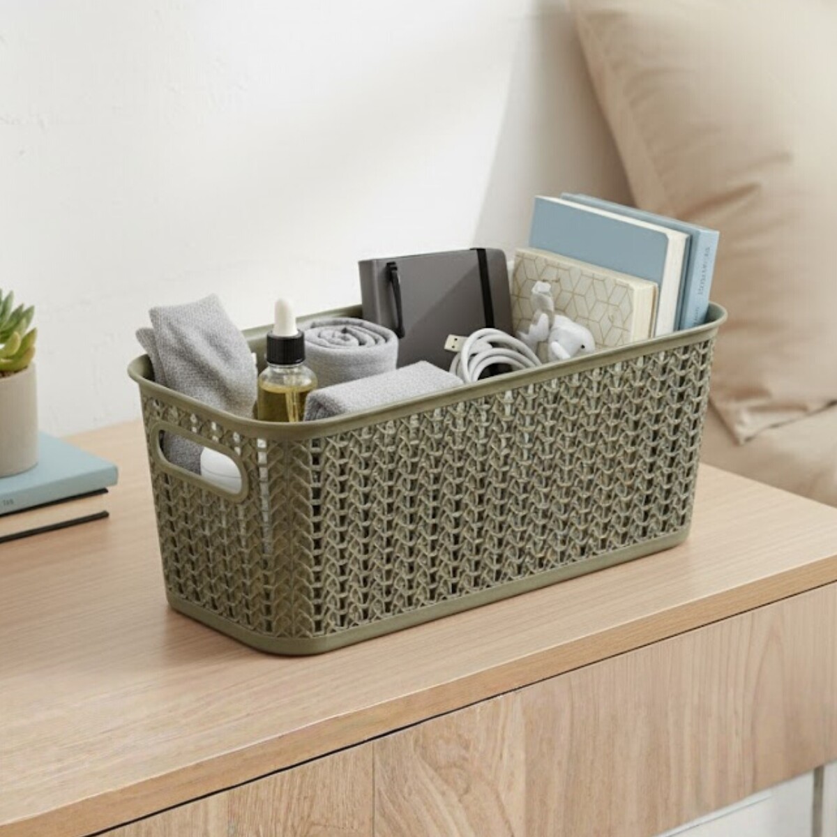 Cesto organizador simil ratán 5,5lts - GRIS 