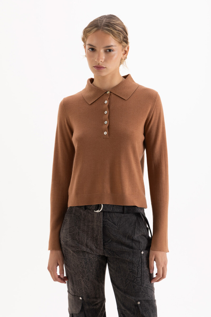 SWEATER POLO Marron