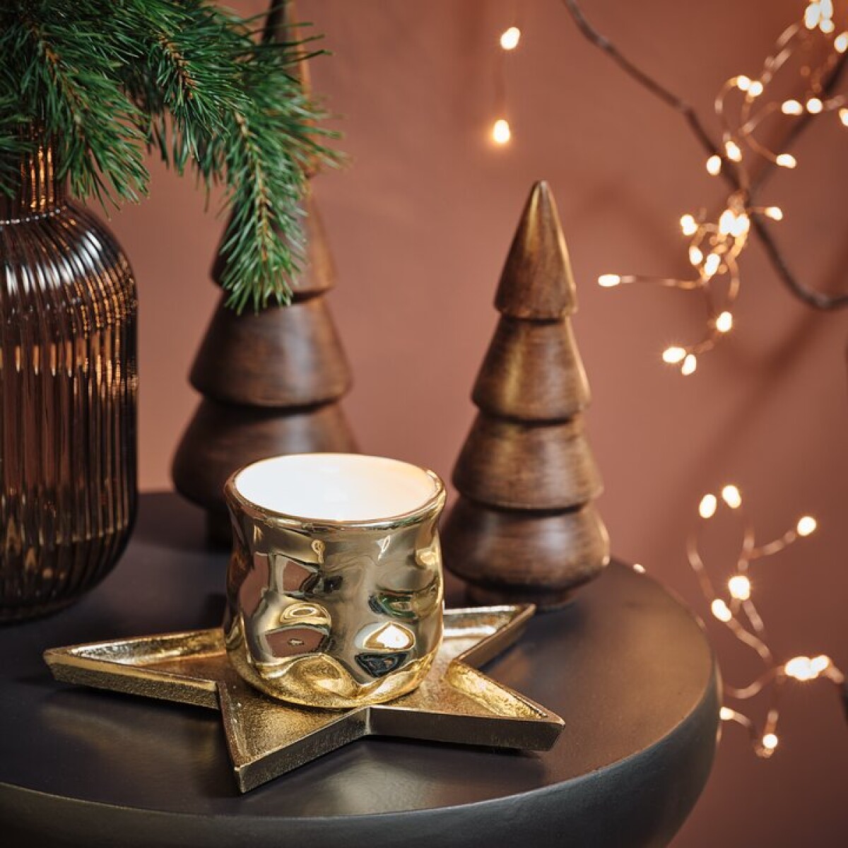 Vela navideña HALKA Ø8xA7 dorada 