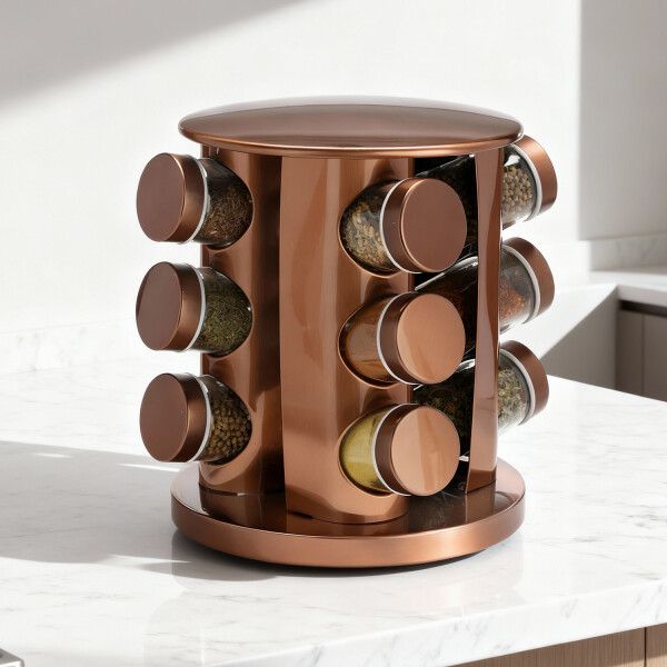 Especiero Giratorio con 12 Frascos Porta Condimentos Cocina Acero inoxidable Imback Color Cobre Especiero Giratorio con 12 Frascos Porta Condimentos Cocina Acero inoxidable Imback Color Cobre