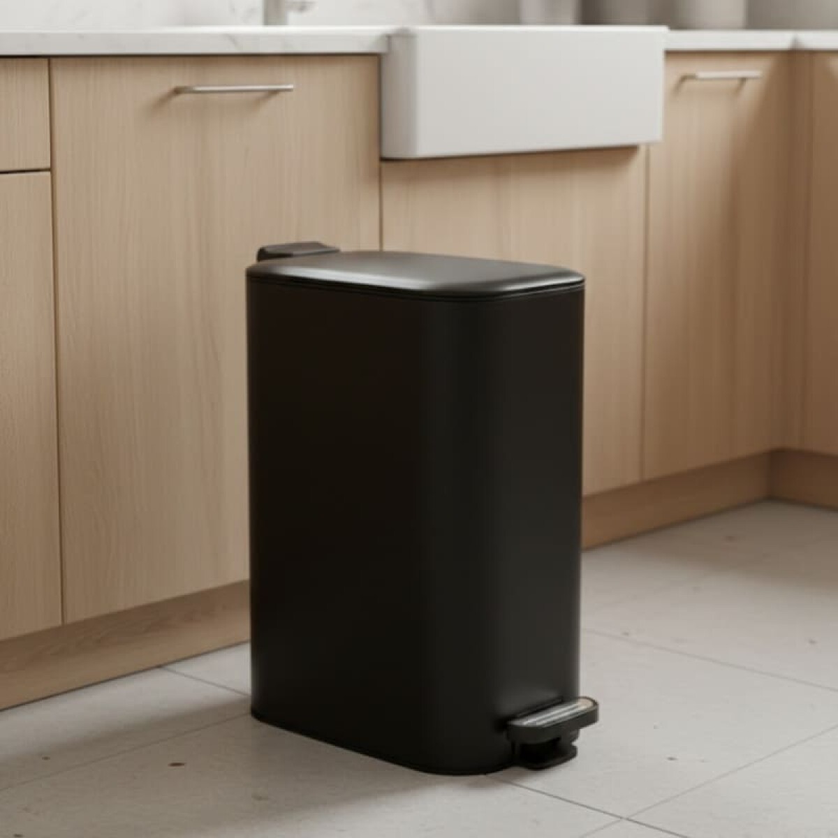 Tacho cesto de basura acero inoxidable 30L Rectangular con tapa a pedal 