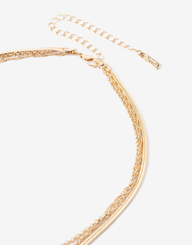 Collares Largos Strass Collar Corbatero Dijes Strass - Dorado