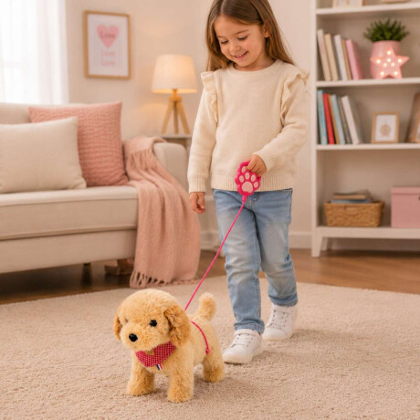 Perrito de juguete que camina con correa Marron