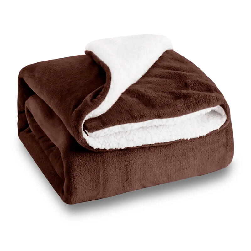 Manta sherpa 150 x 200 1 plaza y media MARRON