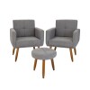Conjunto Decorativo 497 Dallas 2 Poltronas + Puff Gris Conjunto Decorativo 497 Dallas 2 Poltronas + Puff Gris