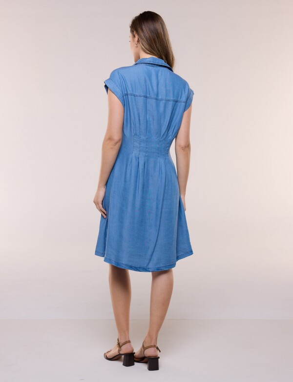 Vestido Camisero Entallado Denim JEAN