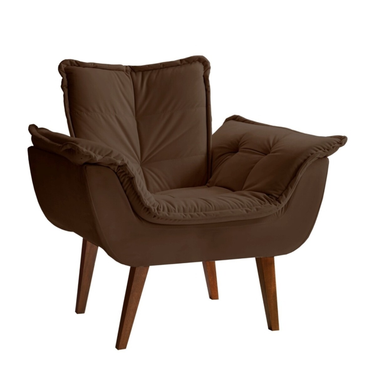 SILLON Butaca MALU Poltrona con asiento y espaldar de espuma revestido en terciopelo - Marrón 