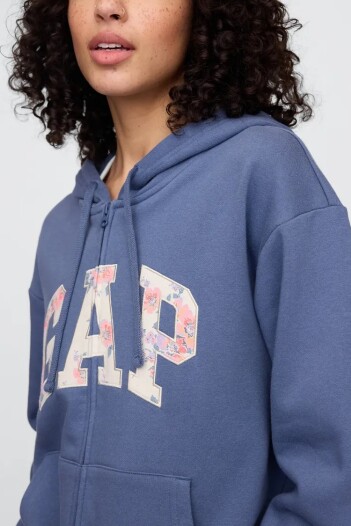 Buzo Canguro Con Cierre Logo Gap Mujer Bijou Blue 18-3921 Tcx