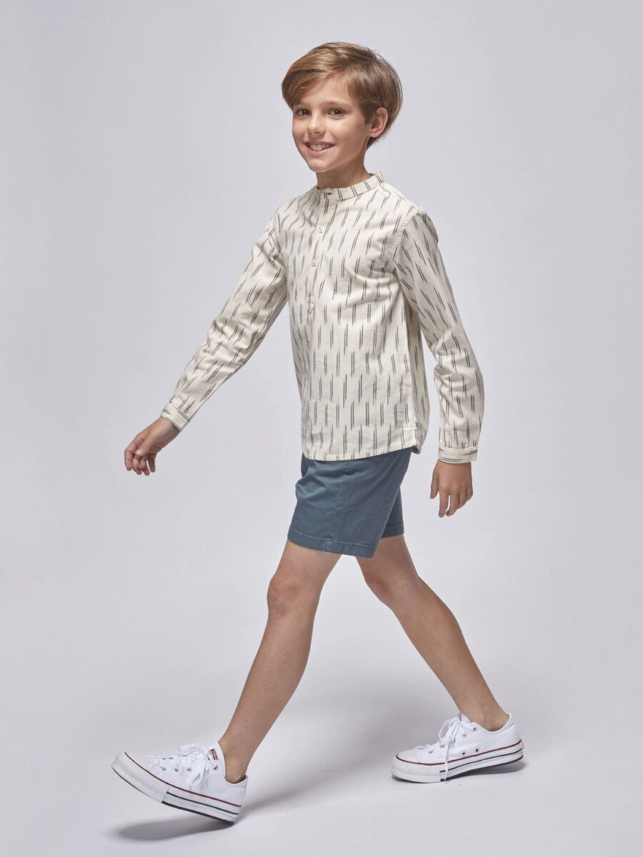 Camisa Estampada Ikat Blanco Roto