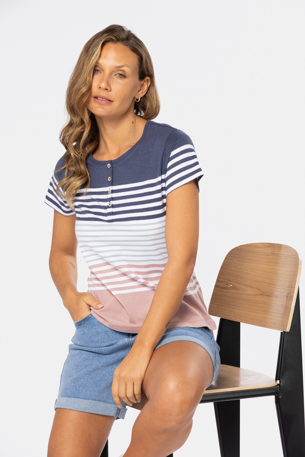 REMERA RAYADA Azul