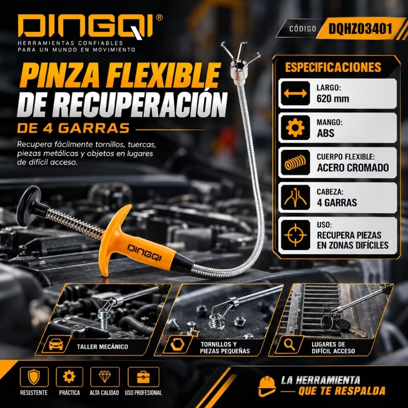 DINGQI AGARRADOR PINZA FLEXIBLE DE RECUPERACION 4 GARRAS 620MM Dingqi Agarrador Pinza Flexible De Recuperacion 4 Garras 620mm