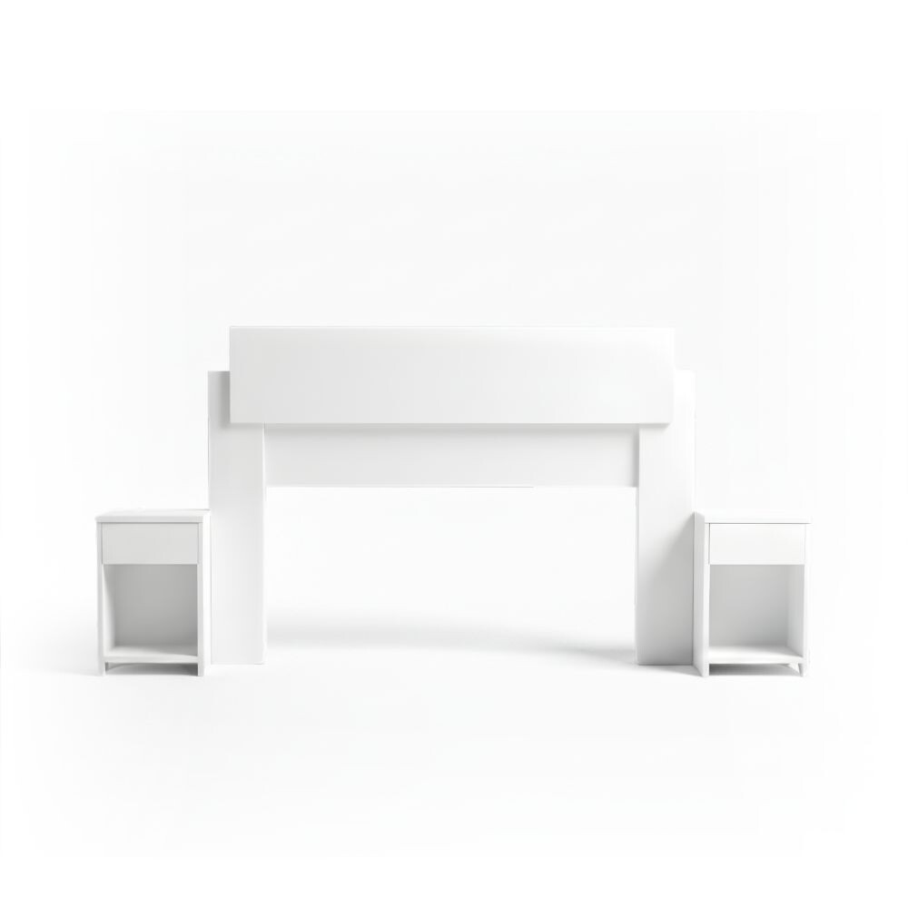 RESPALDO CABECERA 2 PLAZAS CON MESAS DE LUZ BLANCO